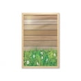 thumbnail image 1 of Flower Wall Art with Frame, Daisy Leafs and Water Droplets Wood Fence Spring Nature Themed Computer Drawing, Printed Fabric Poster for Bathroom Living Room, 23" x 35", Green Brown, by Ambesonne, 1 of 2