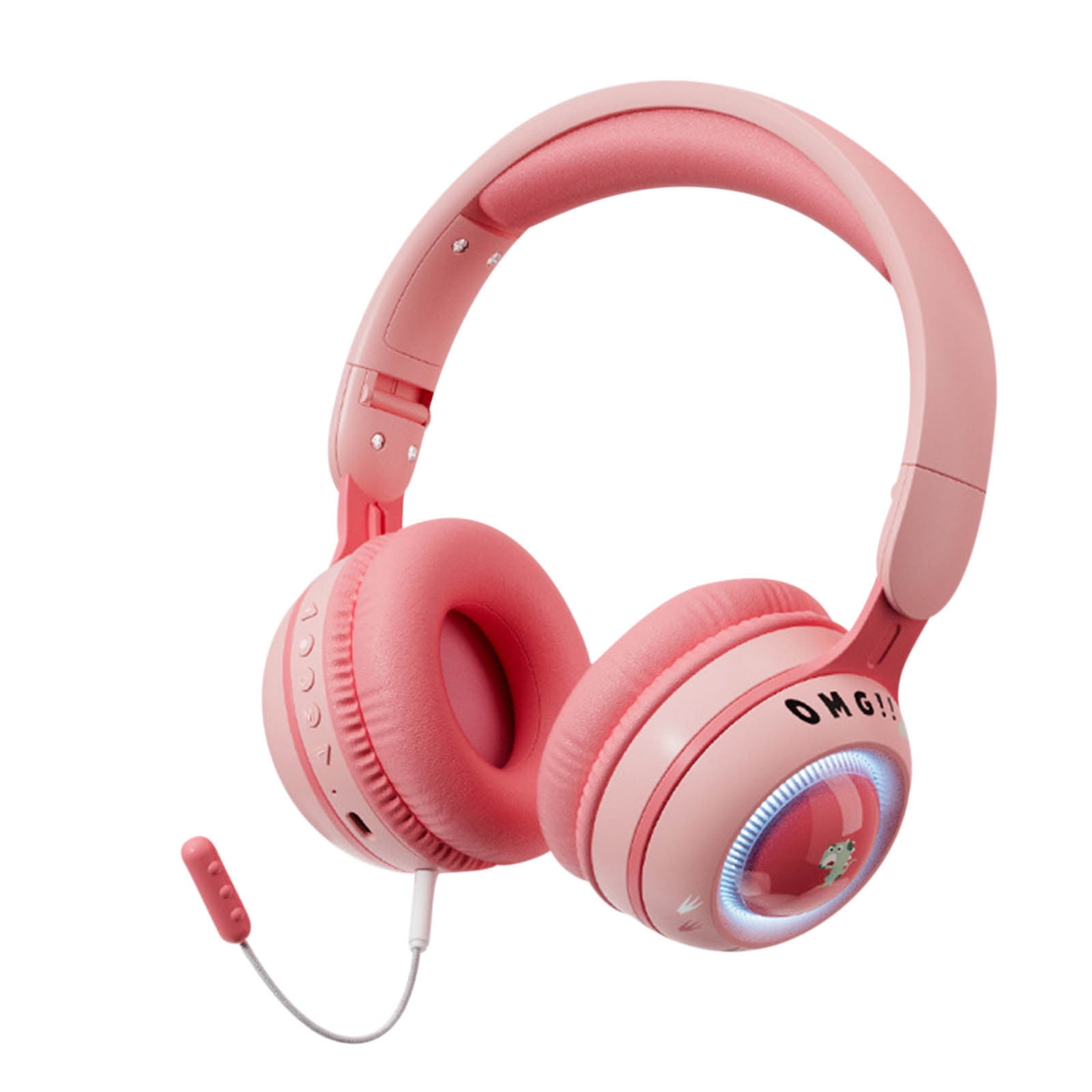On-Ear Headphones Wired with Mic — Noise Isolating Plug in Headphones, Computer Headphones with Microphone, Headphones for Laptop, Headphones Corded, Headphones with Cord (Aux Jack 3.5mm) - Pink