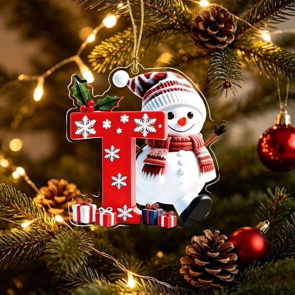 Dongrens Snowman Christmas Ornaments, Cute Flat Christmas Tree Letter Decoration, T