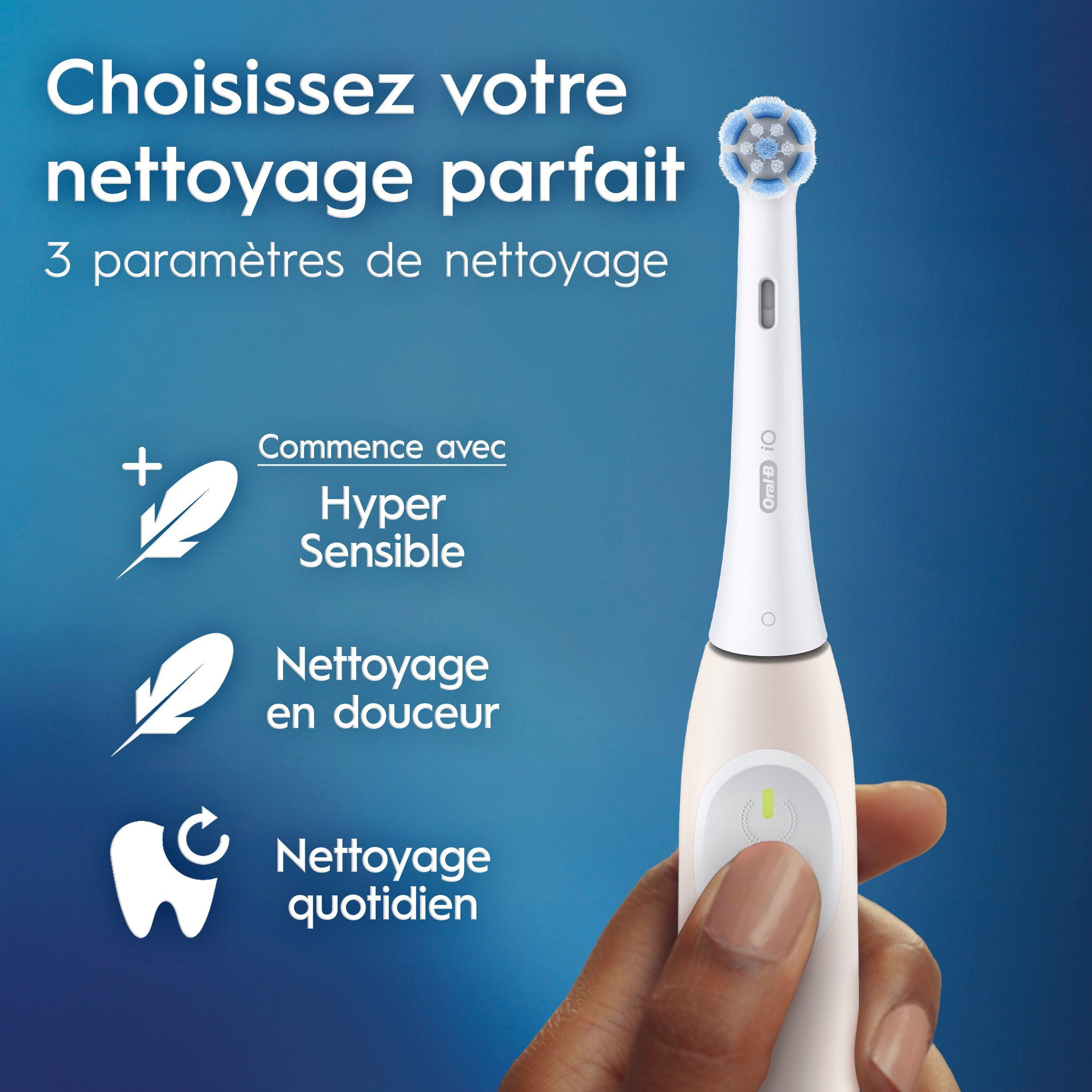 Brosse à dents électrique rechargeable Oral-B iO Série 2, pêche avec 1 brossette soins doux – Capteur automatique de pression pour protéger les gencives – 3 modes – Minuterie de 2 minutes
