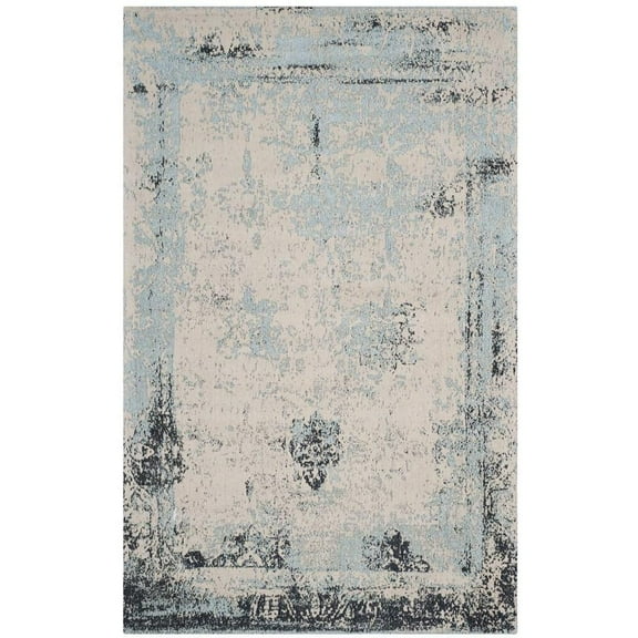 SAFAVIEH Classic Vintage Peter Overdyed Border Cotton Area Rug, Blue, 5' x 8'