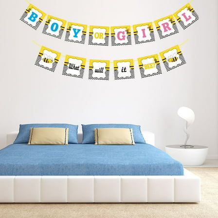 FRCOLOR  12 X12cm What Will It Bee Boy or Girl Baby Shower Banner