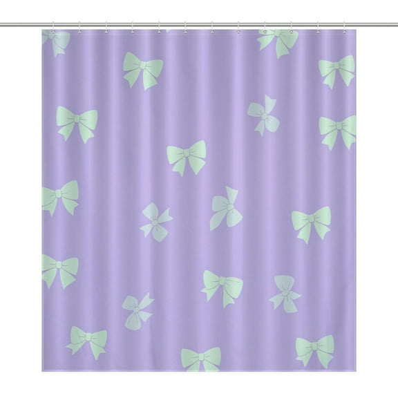 Light Green Bow on Purple Background-1 Shower Curtain Bathroom Curtains Waterproof Fabric Home Partition Screen Living Room
