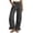 Dark Gray——Back to School Outfits for Women, variant on Womens Wide Leg Pants Elastic Waist Cotton Linen Trousers Ruffled Hem Smocked Pant with Pockets Dark Gray S