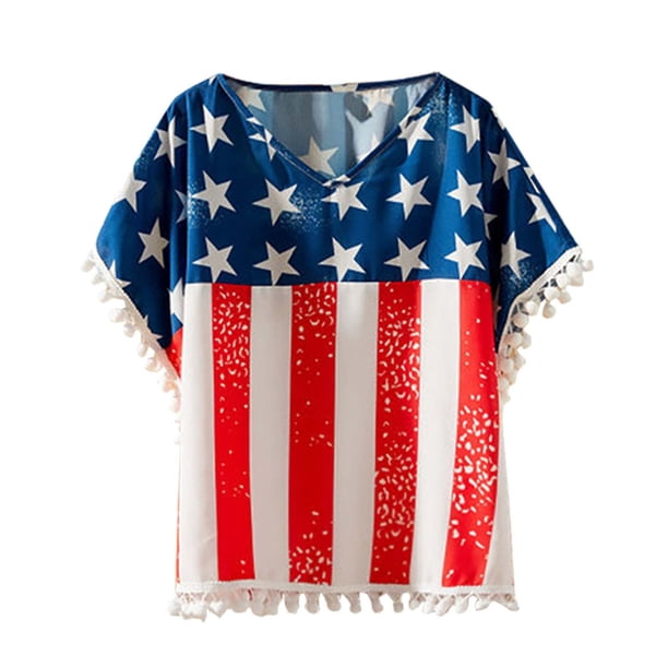 Camiseta con estampado de bandera a juego para mamá y yo, para padres e hijos, camiseta suelta con bola de pelo para madre e hija (se vende por separado) Fridja nalpqowj25307
