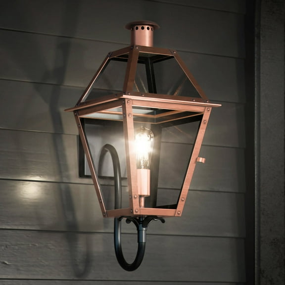 Luxury Rustic Wall Sconce, Large Size: 20.5H x 9.5"W, with Tudor Style Elements, Rustic Copper Finish, UQL1371 from the Paris Collection by Urban Ambiance