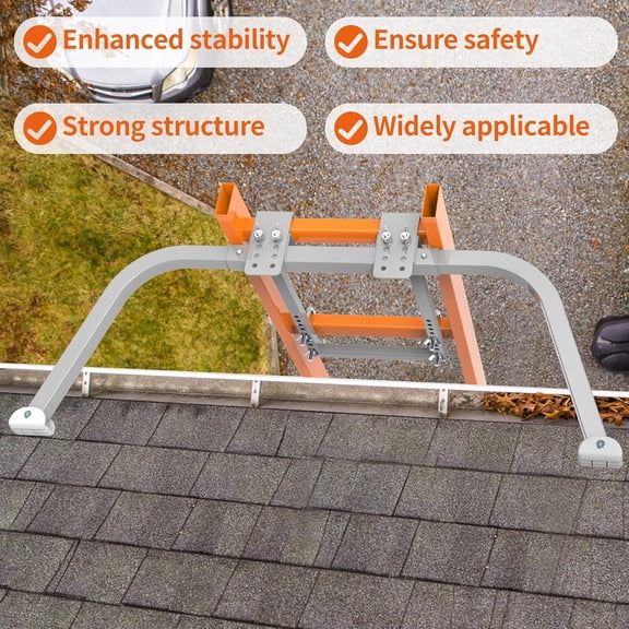 Ladder Stabilizer for Gutter Cleaning Tools and Wall,Heavy Duty Roof Ladder Hooks Steel Extension Ladder stabilizer with Ladder Accessory,Ladder Standoff with Anti-Slip Rubber Feet (Silver Gray)