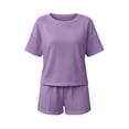 thumbnail image 5 of FAHUOMU Womens Pajamas Set 2 Piece Short Sleeve Crewneck Tops With Elastic Waist Shorts Sleepwear Soft Breathable Loungewear, 5 of 10