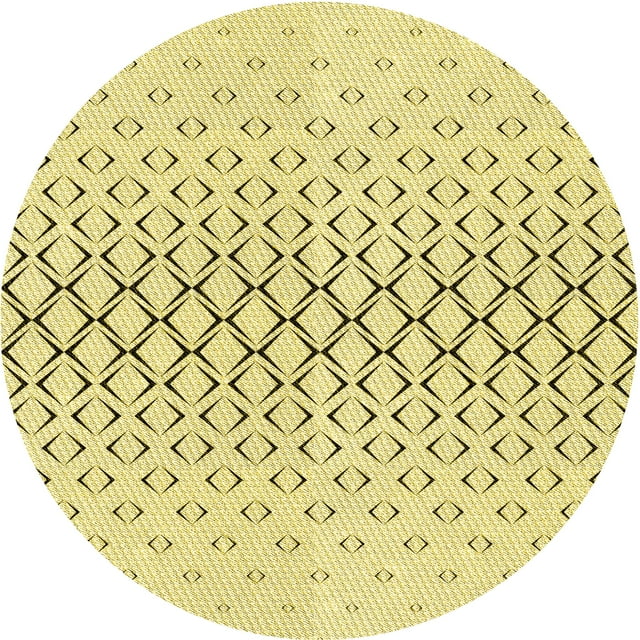 Ahgly Company Tapis Rond Lavable en Machine Intérieur Transitionnel Jaune Soleil, 3 Pieds Rond