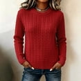 thumbnail image 3 of HAiming Fall Winter Sweaters for Women Long Sleeve Warm Scoop Neck Solid Color Casual Blouses Going out Undershirts, 3 of 6