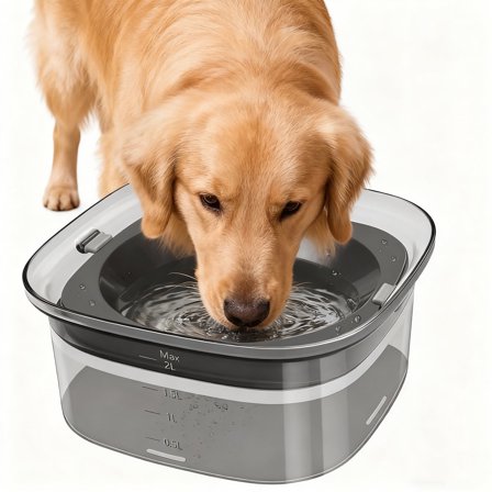 Dog Water Bowl, 2L/70oz Large Capacity Pet Dispenser, Vehicle Carried Travel Slow Drinking Feeder for Dogs,Cats
