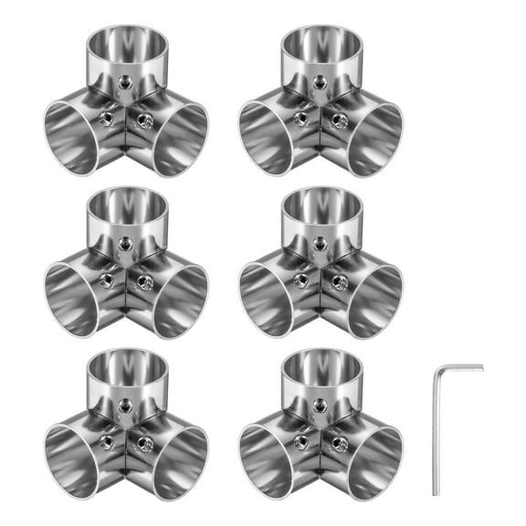 Uxcell 6Pcs Elbow Corner Cross Structural Pipe Connectors 1" Fit Pipe Dia  3 Way for DIY Shelf Garden Support