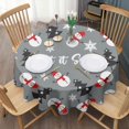 thumbnail image 3 of Gray Christmas Snowman Pattern Round Tablecloth 60"x60",Wrinkle Wipeable Table Cloth for Kitchen Dining Room Picnic Patio Party, 3 of 6