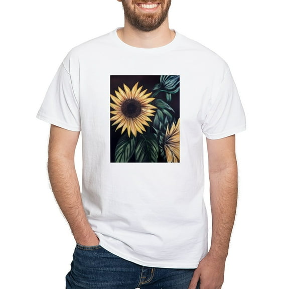 CafePress - Sunflower Life T Shirt - Men's White Classic Cotton T-Shirts