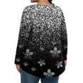 thumbnail image 4 of Xyxonk Plus Size Tops for Women Long Sleeve Shirt Pleated Crew Neck Loose Fit Blouse Fall Business Vintage Floral Print Clothes Gray 1X-5X, 4 of 5
