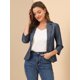 thumbnail image 2 of INSPIRE CHIC Blazer De Solapa Con Muescas Y Mangas 3/4 A Rayas Para Mujer Azul oscuro XS, 2 of 6