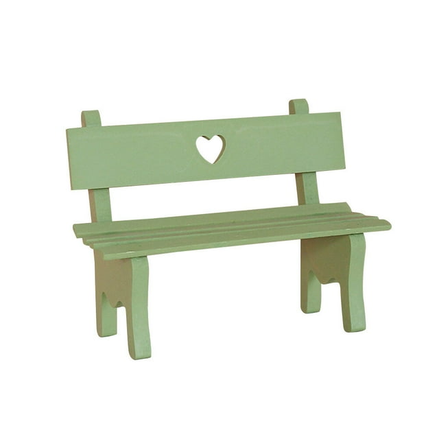 Decorative Mini Wooden Garden Bench Porch Chair Miniature Landscape Ornament for Photo Booth Props Home Decoration (Green)