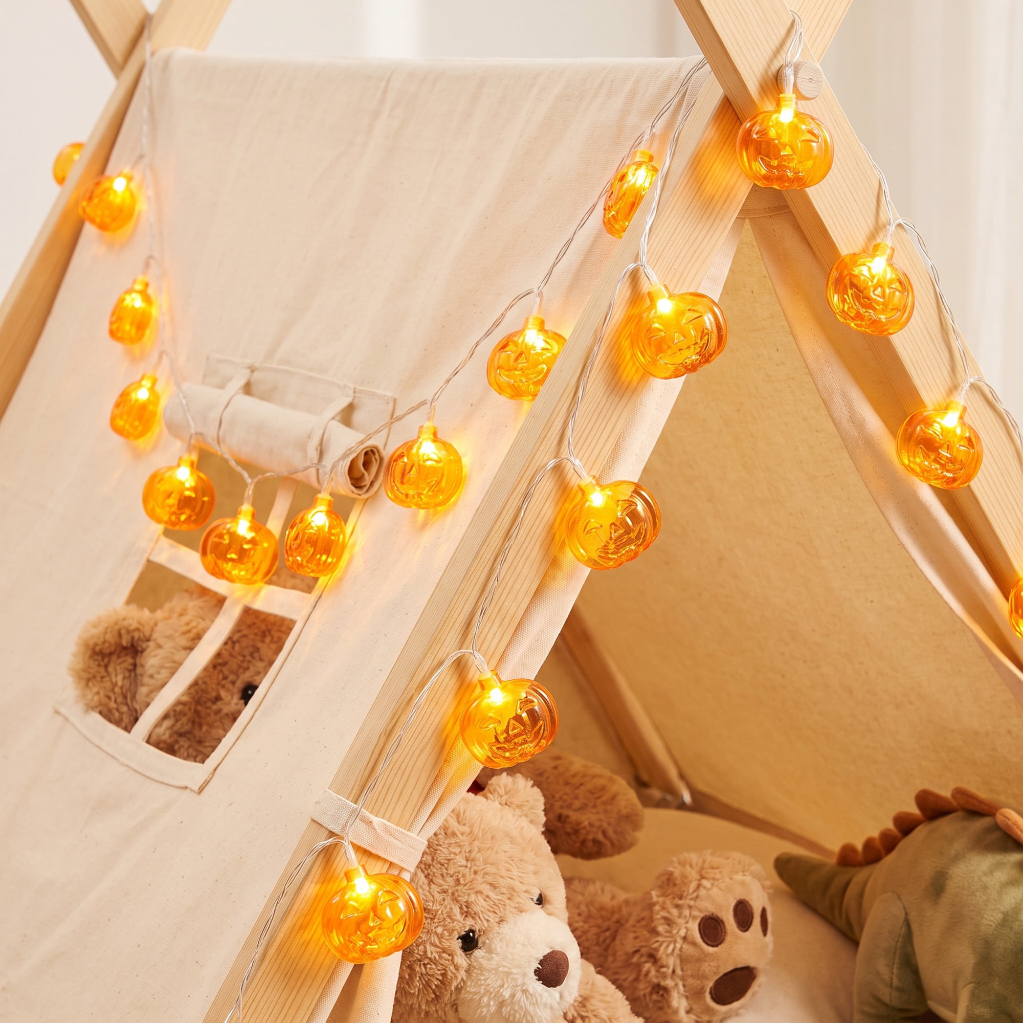 Unique Bargains Jack-O'-Lantern Twinkle Lights 9.8 ft Squinting Pumpkin Battery Operated