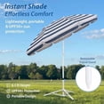 thumbnail image 3 of Shade Umbrella, Premium Portable Umbrella with Stand, 6.5ft Lightweight Free Standing Canopy for Sporting Games, Adjustable Instant Sun Protection and Easy to Carry, Stripe Blue, 3 of 6