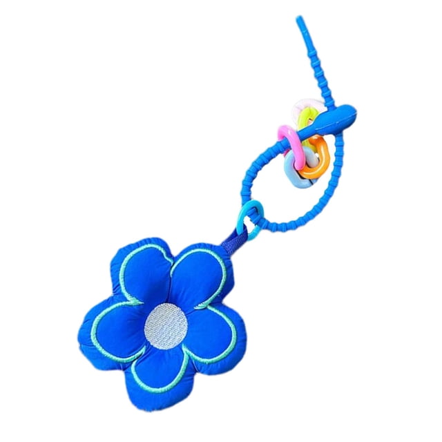 Llavero con colgante de flor para coche, mochila, bolso, cartera, accesorios Azul