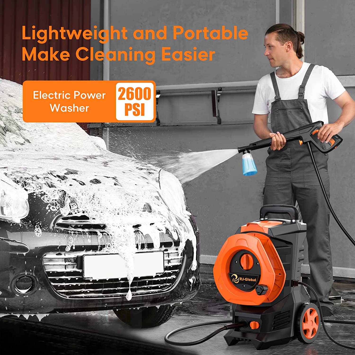 Vebreda 3300 PSI Electric Pressure Washer for Cars Homes Driveways Patios  Orange