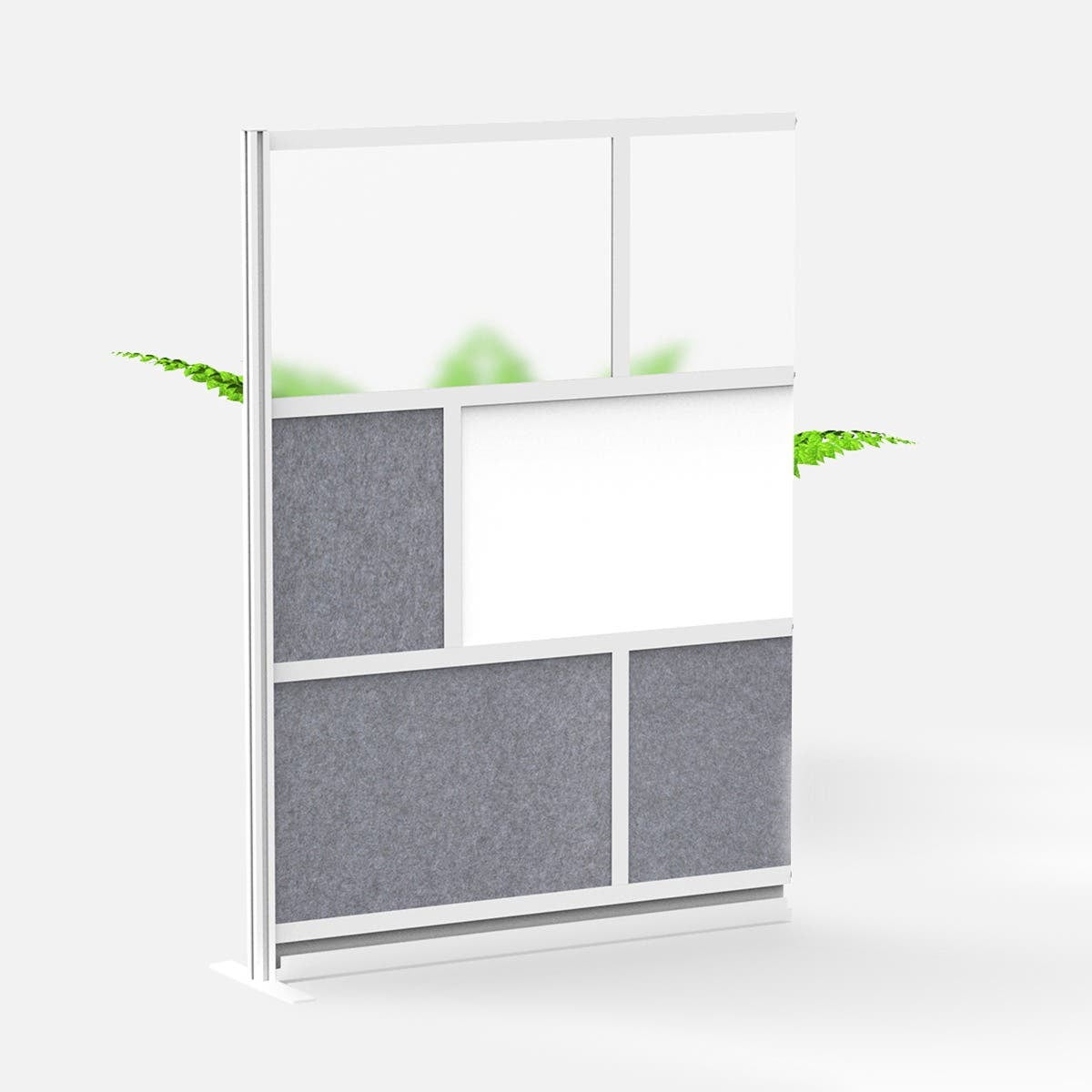 Luxor Workflow Modular Wall Room Divider System - Silver Frame - 53" x 70" Add-On Wall with Whiteboard, Freestanding