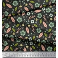 thumbnail image 3 of Soimoi Gray polyester Crepe Fabric Leaves & Flower Floral Print Fabric by the Yard 52 Inch Wide, 3 of 3