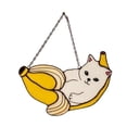 thumbnail image 1 of Clearance! Handmade Cat In Banana Stained Glass Suncather Whether As a Backpack Decoration Or Interior Decoration It Can Showcase Personalized Style and Become a Small Highlight In Daily Lif, 1 of 9