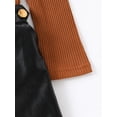 thumbnail image 6 of Bagilaanoe 2Pcs Little Girls Autumn Clothes Toddler Long Sleeve Ribbed Tops + Black PU Leather Skirt 2T 3T 4T 5T 6T 7T Kids Casual Skirt Set, 6 of 9