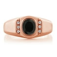 thumbnail image 2 of Gem Stone King 1.66 Ct Black Onyx White Created Sapphire 18K Rose Gold Plated Silver Men's Ring, 2 of 6