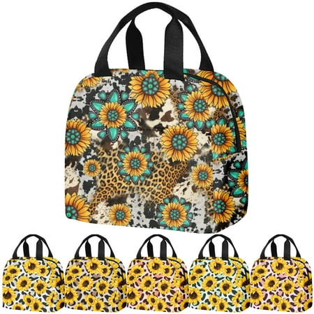 

Sunflower Leopard Print Art Handbag Lunch Bag Lunch Bags for Women (Style 3)