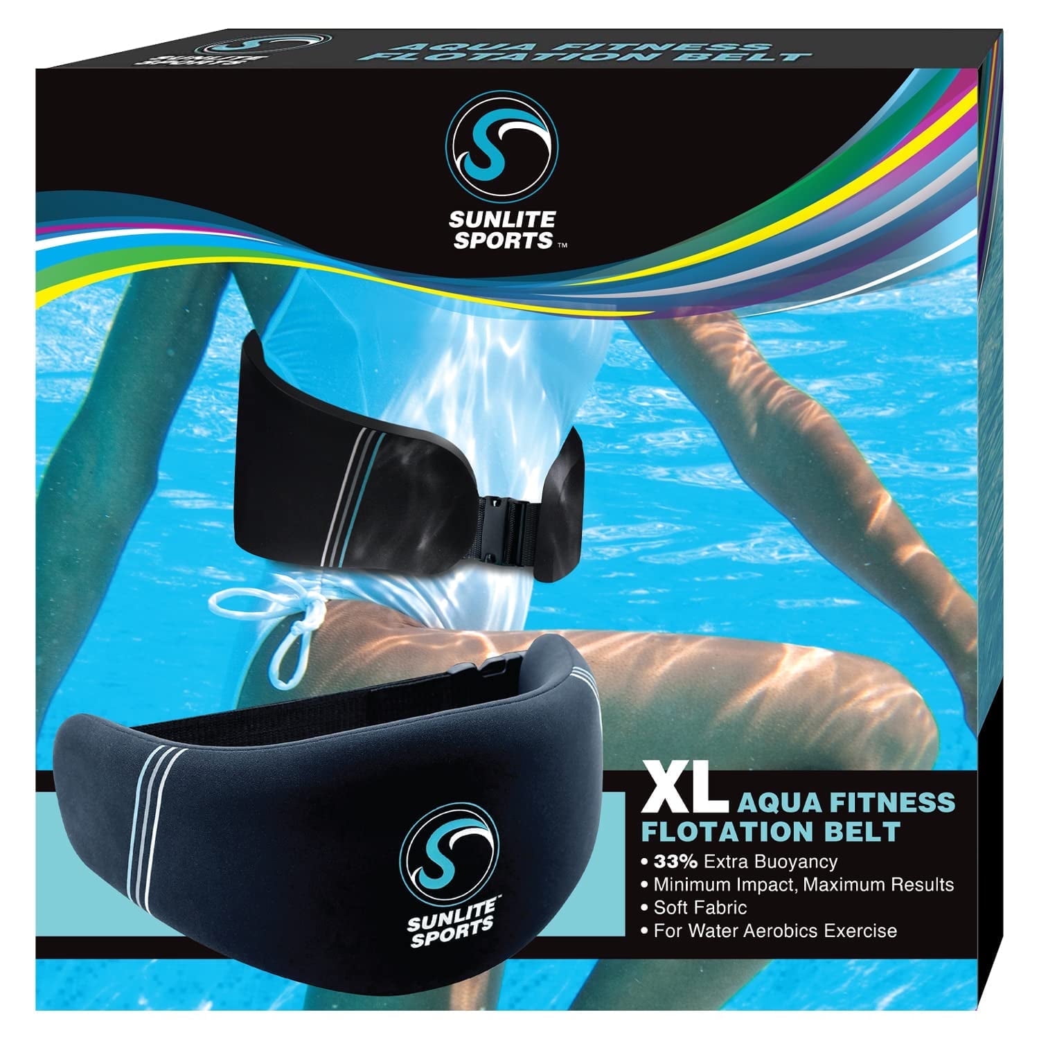 Sunlite Sports AquaFitness Deluxe XL Flotation Swimming Belt - Water Aerobics Equipment for Pool, Low-Impact Workout