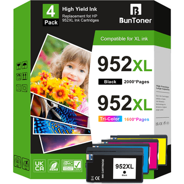 952 Ink Cartridges Compatible for HP 952XL Ink Cartridges Combo Pack (Black,Cyan, Magenta,Yellow 4-Pack)