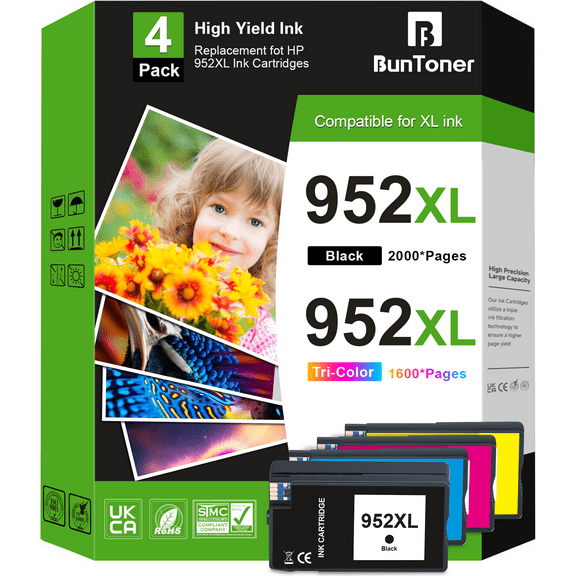 952XL Ink Cartridges Compatible for HP 952XL Ink Cartridges Combo Pack (Black,Cyan, Magenta,Yellow 4-Pack)