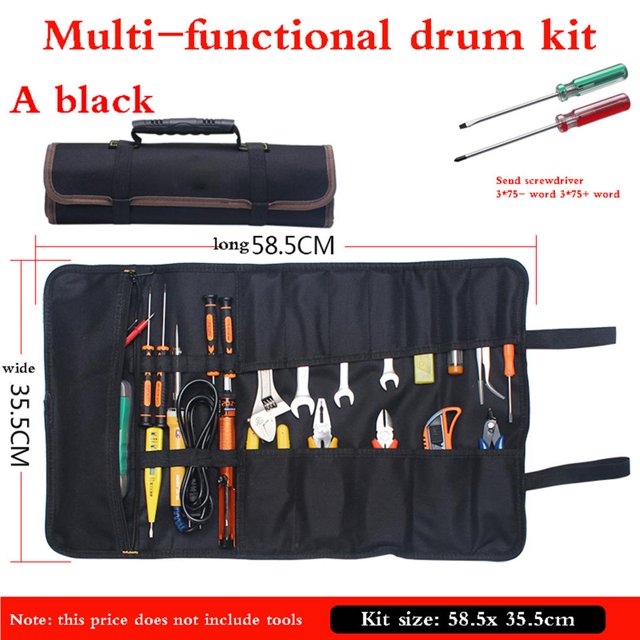 Kit d'Outils Roulé Sac Oxford Kit Sac de Réparation Outil de Stockage Sac Bobine Multifonction Type Électricité Outil Toile Sac Toile Sac de Rangement Portable Sac Outil de Réparation Multifonction