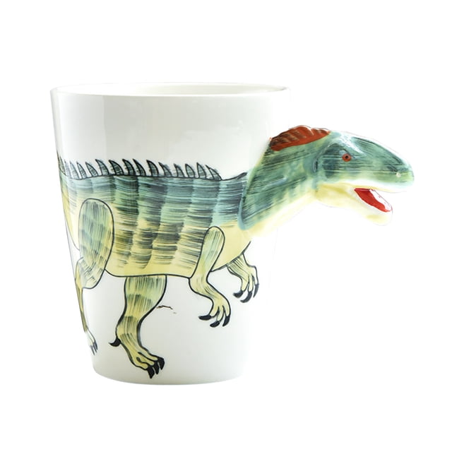 Taza de cerámica con forma de dinosaurio de 400 ml, bonita taza de oficina, taza de desayuno