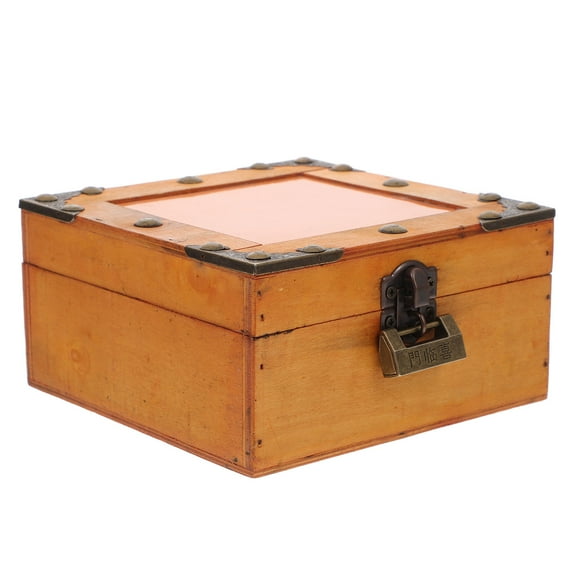 Wooden Storage Box with Lock Vintage Design for Jewelry and Treasures Multi Color 7 Inch