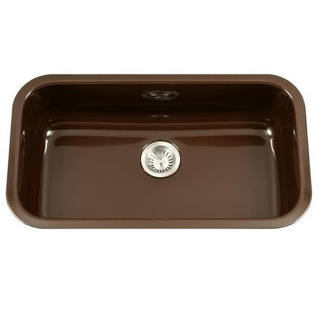 Houzer PCG-3600 ES Porcela Series Porcelain Enamel Steel Undermount Large Single Bowl Kitchen Sink- Espresso