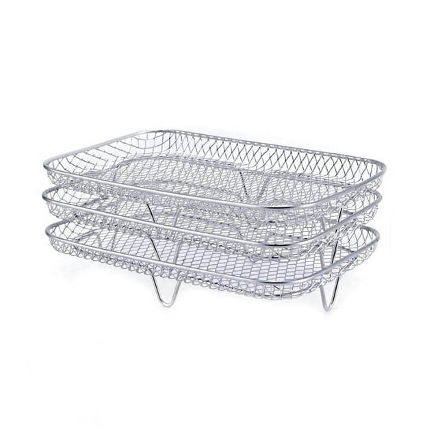 Drying Rack Kitchen 304 Stainless Steel Three-Layer Dehydration Rack Accessories, Stackable Drying Rack with Elevated Corners and Square Clamps Drying Rack Dishes