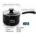 thumbnail image 2 of Nonstick Sauce Pan with Glass Lid, 1-Quart Saucepan Non Stick Small Cooking Milk Aluminum Pot, Black, 2 of 6