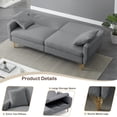 thumbnail image 6 of Llinc Store 74.4 Inch Velvet Sofa Bed for Living Room Loveseat Sofa with Separate Adjustment Backrest, Couch with Storage Function & Armrests, Gray, 6 of 6