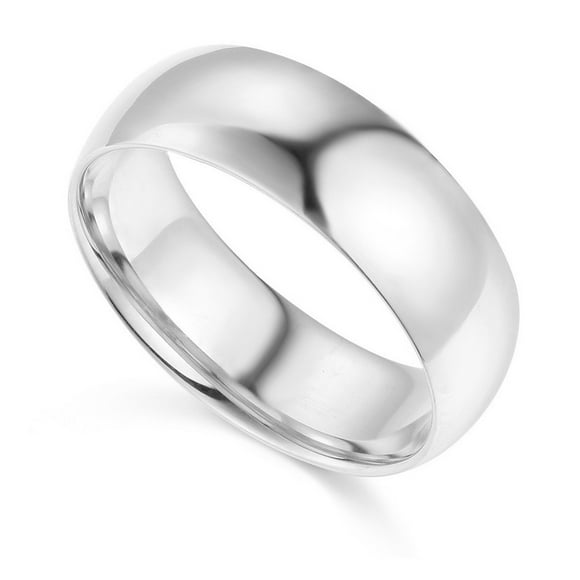 Dimaya Fine Jewelry Bague de Mariage Unisexe Confortable en Or Blanc 14K 7-mm Poli