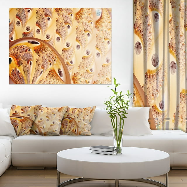 Design de Fleurs Fractales Brun Clair - Art sur Toile Abstrait Surdimensionné