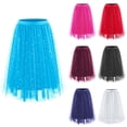 thumbnail image 3 of Alkepwun Sequin Skirt Women Sparkly Star Aline Elastic High Waisted Tulle Tutu Skirts Layered Cake Irregular Thin Breathable Mesh Half Skirt for Wedding Party, 3 of 3