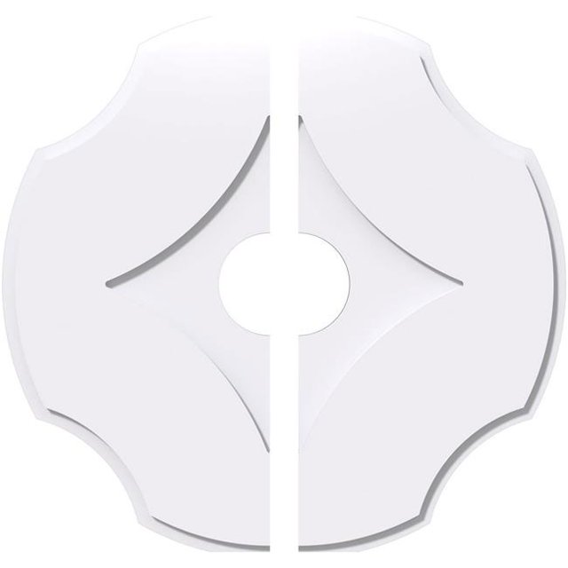 Ekena Millwork CMP16PL2-03000 16 Po OD x 3 Po ID Carré Percival Architectural Grade Médaillon de Plafond Contemporain PVC - 2 Pièces