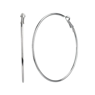 Time and Tru Adult Women's Silver Tone Large Metal Hoop Earring