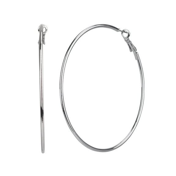 Time and Tru Adult Women's Silver Tone Large Metal Hoop Earring