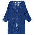 thumbnail image 6 of Fewfanhot Women Crochet Hollow‑Out V‑Neck 3/4 Sleeve Top, Loose Knit Casual Pullover Blouse for Ladies, 6 of 7