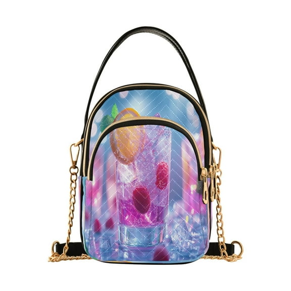 YAZAOO Cross Body Fashion Shoulder Waist Purse Bags Fruity Drink with Raspberries Mint Pocket Handbags