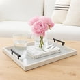 thumbnail image 4 of Benjara Yela Decorative Tray- 27x27 Square with Black Handles- Light Gray, 4 of 7
